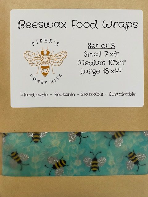 Blue Bee Pattern Beeswax Food Wraps